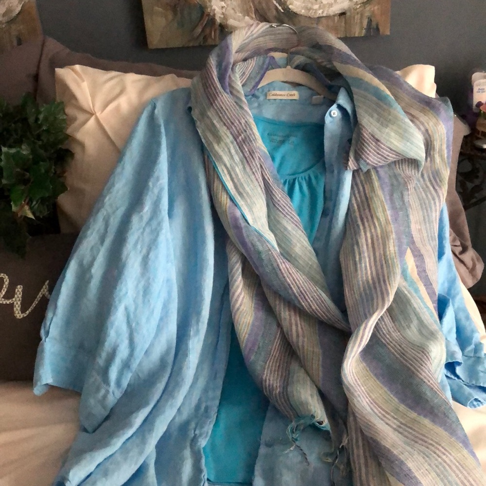 Blouse, tank and scarf set